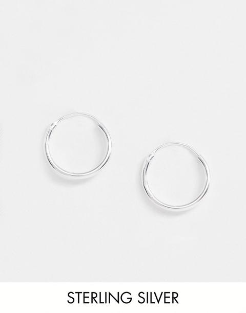 Asos Design Sterling Silver 12mm Hoop Earrings In Silver