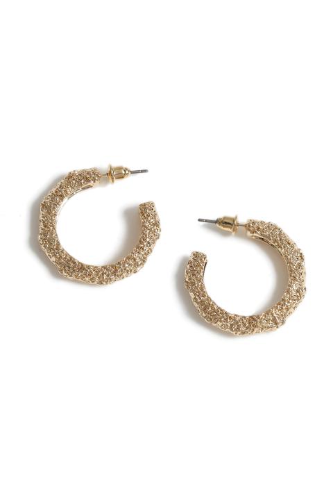 Womens Textured Thick Hoop Earrings - Gold, Gold