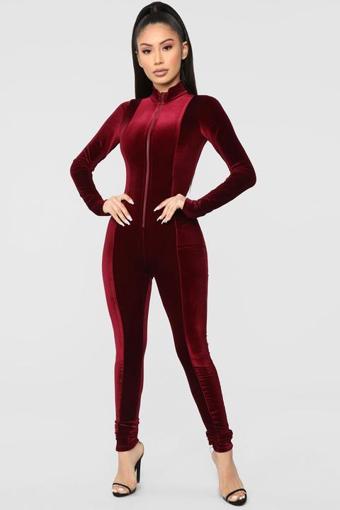 velvet jumpsuit fashion nova