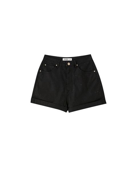 Shorts Mom Fit Negros Textura