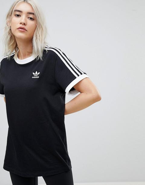 Adidas Originals - Adicolor - T-shirt Nera Con Tre Strisce - Nero