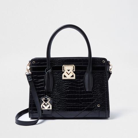 Rsd Black Croc Embossed Tote Bag