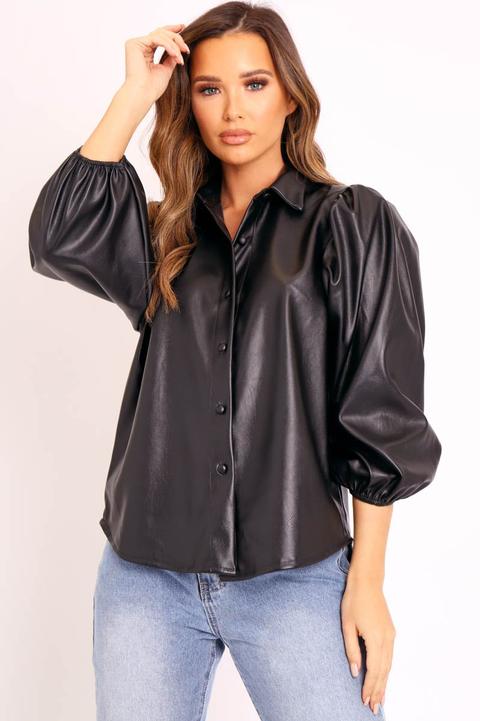 faux leather sweatshirt