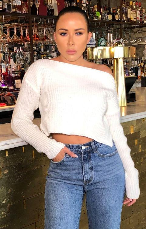 White Knitted Cropped Jumper - Iris