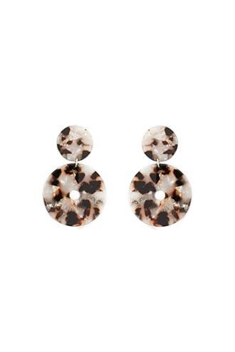 Forever 21 Tiered Disc Drop Earrings Ivory/brown