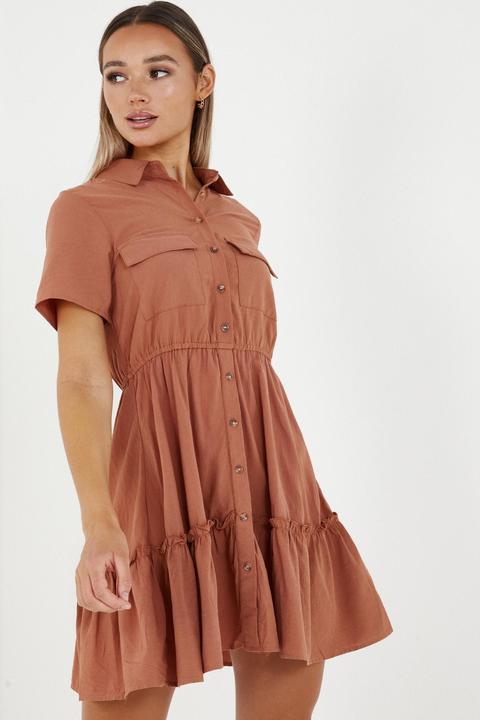 Rust Utility Shirt Dress