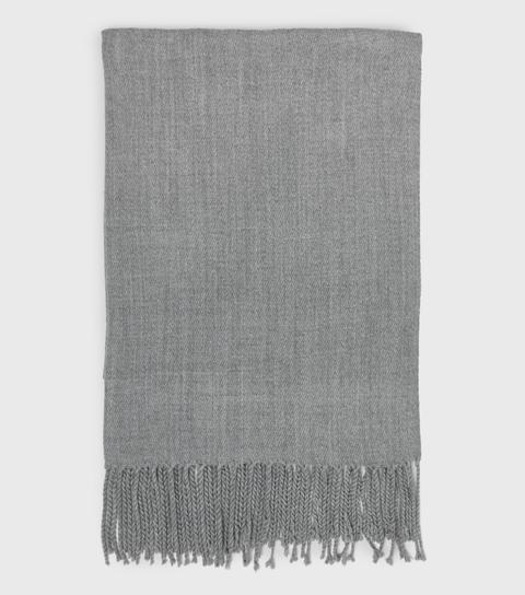 Grey Plain Tassel Trim Scarf New Look