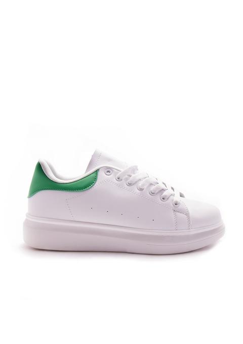 Megan White Green Faux Leather Chunky Trainers