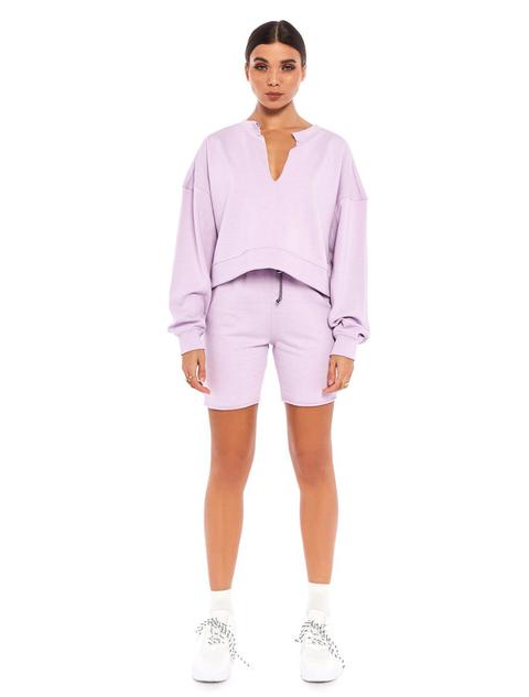 Lissy Roddy X Pd Turnt Lilac Notch Front Crop Sweatshirt