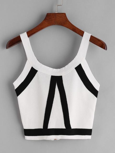 Top Breve Maglia A Righe - Bianco