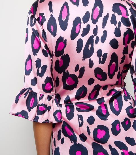 blue and pink leopard print dress