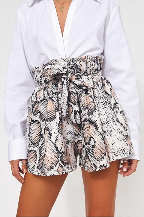 Snakeskin Tie Waist Shorts