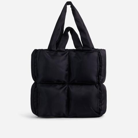 Manic Oversized Puffa Tote Bag In Black Nylon,, Black