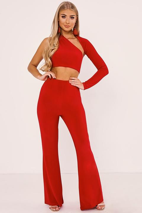 Red Trousers - Billie Faiers Red Flared Slinky Trousers