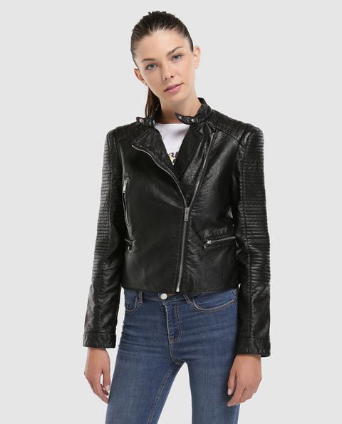 Easy Wear - Cazadora Biker De Mujer De Polipiel