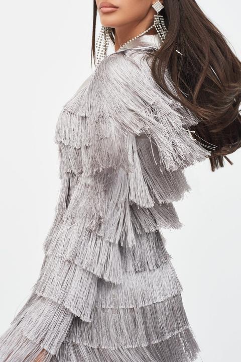 Lavish alice hotsell fringe blazer dress