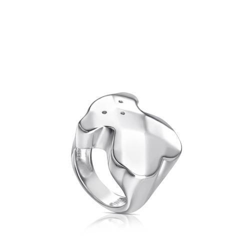 Anillo Oso Facetado De Plata