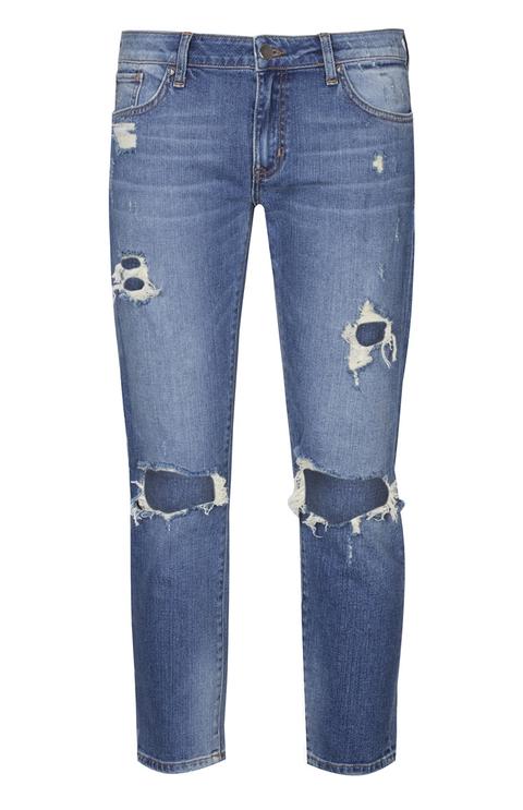 Jeans Blu Skinny Con Strappi