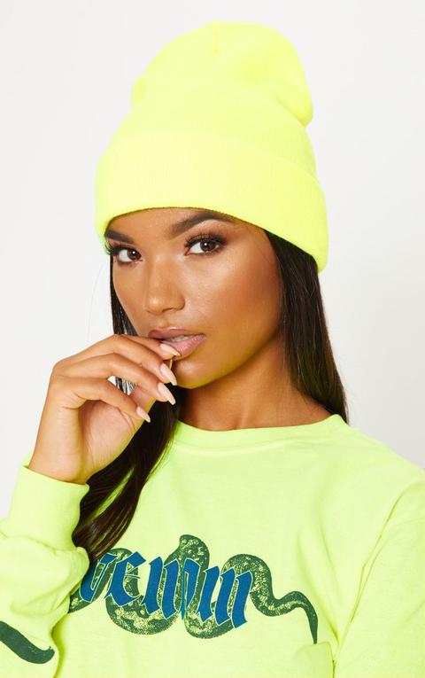 Neon Lime Knitted Beanie