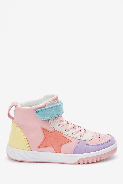 Girls Next Colourblock Touch Fastening High Top Trainers (older)