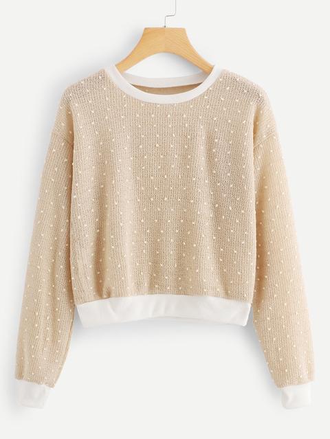 Maglia Intrecciato Orlo Con Elastica