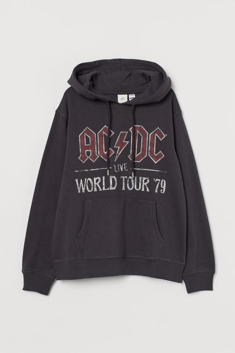 Sudadera Con Capucha Y Motivo - Gris