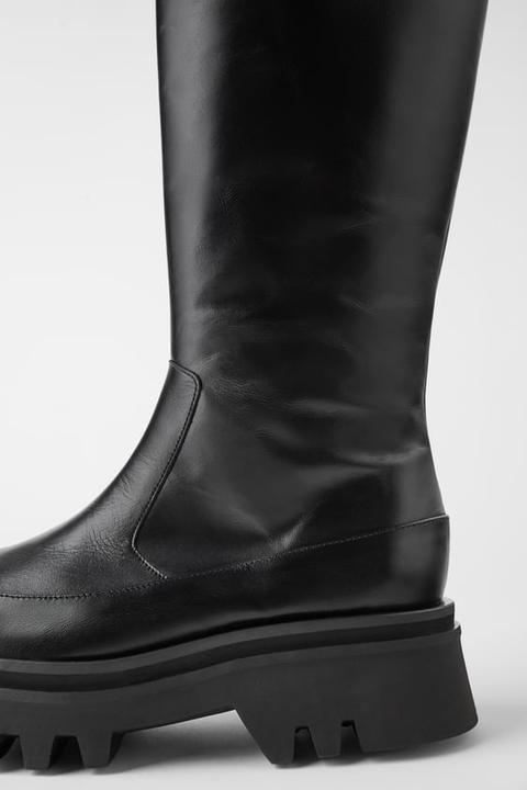 Leather Boots With Track Sole from Zara 