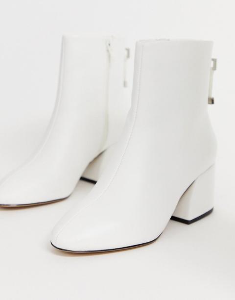 White mid heel ankle hot sale boots