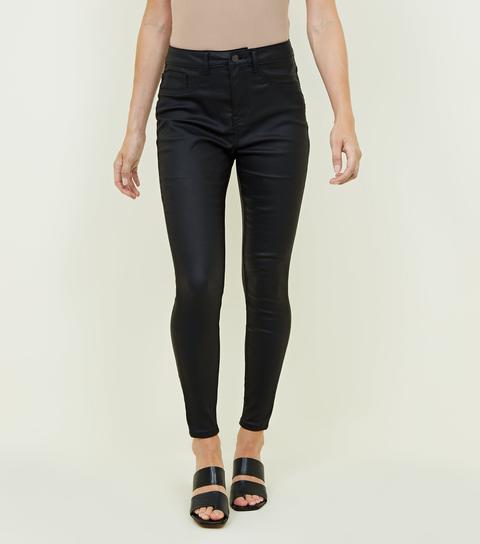 leather look petite jeans