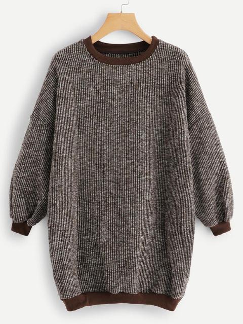 Casuale Pullover Marrone Felpe