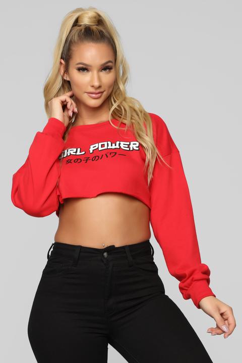 Girls Are Powerful Top - Red/white