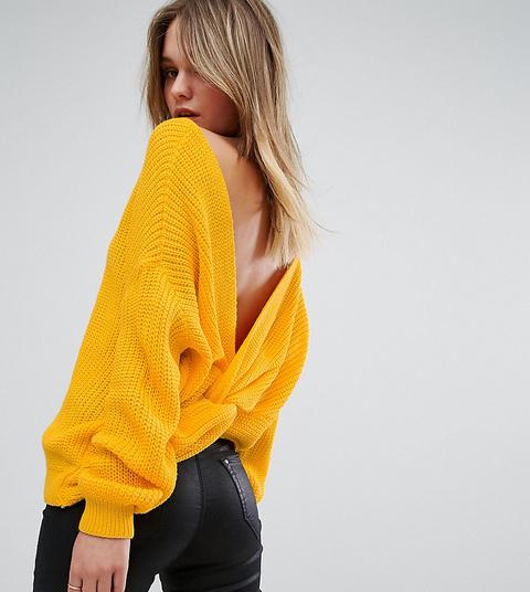 Missguided - Maglione Oversize A Incrocio Sul Retro - Giallo