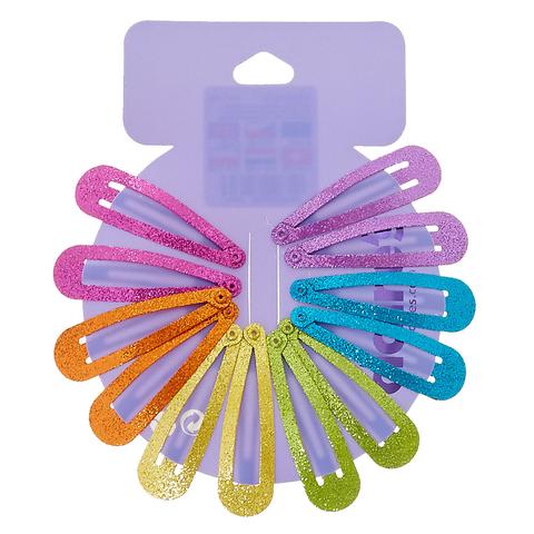 Claire's Rainbow Glitter Snap Hair Clips - 12 Pack