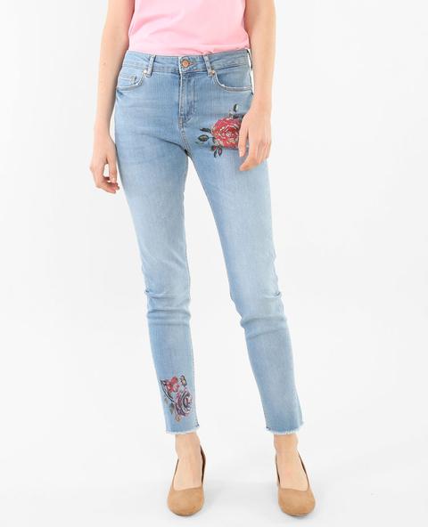 Jeans Slim Stampato A Fiori