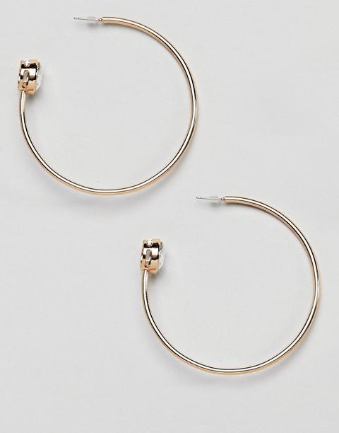 Steve Madden Open Back Stone Hoop Earrings