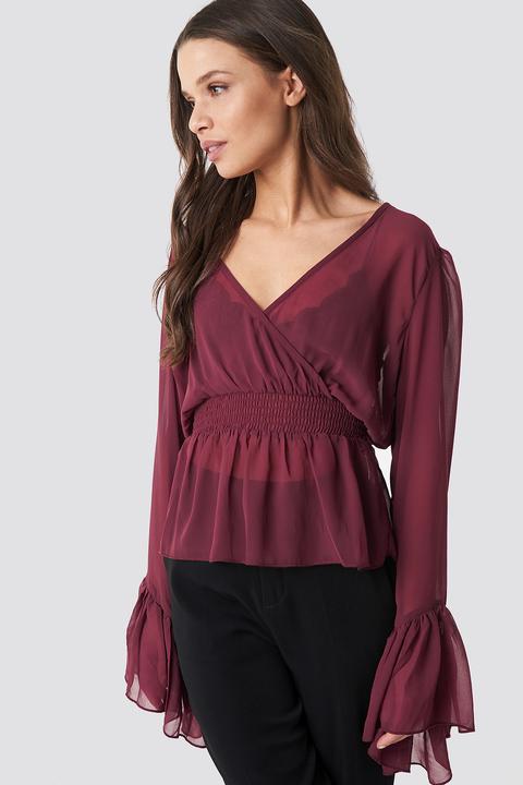 V-neck Frill Sleeve Top Lila