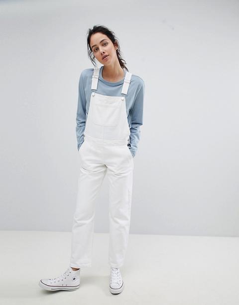 Asos Design - Salopette Di Jeans Bianco Sporco - Bianco