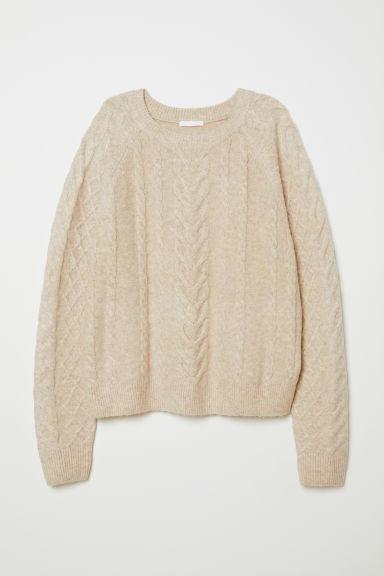 H & M - Pullover In Maglia A Trecce - Beige