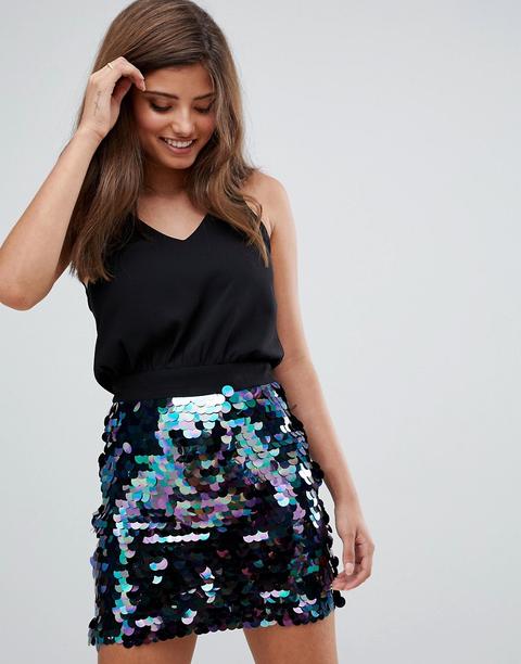 Ax Paris - Vestito 2 In 1 Con Gonna Di Paillettes - Nero
