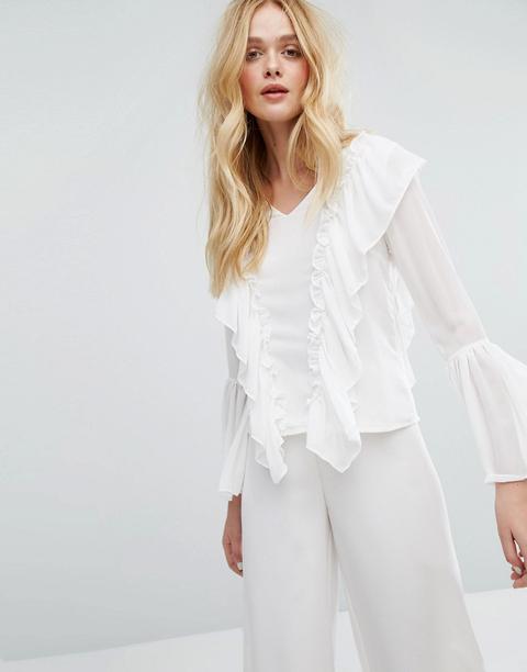 Blusa Con Volantes En La Parte Delantera De Aeryne
