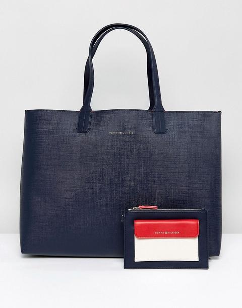 Tommy Hilfiger- Borsa Shopping Double-face - Blu