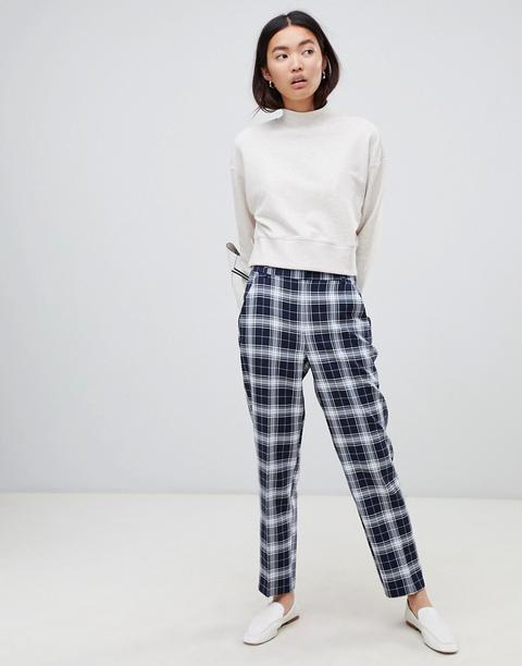 Asos Design Ultimate Slim Cigarette Trousers In Navy Check