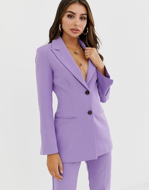 Asos Design Pop Waisted Suit Blazer - Purple