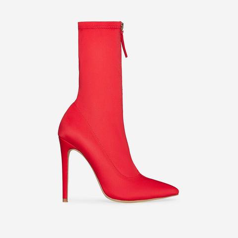 Garda Zip Detail Sock Boot In Red Lycra, Red