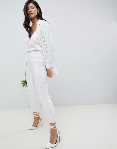 Asos Edition - Pantaloni Decorati - Bianco