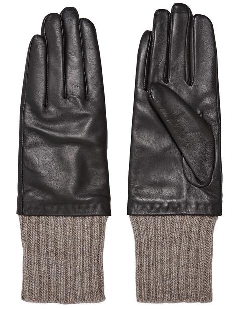 Guantes Piel Negros Puños Punto De Only | Buylevard