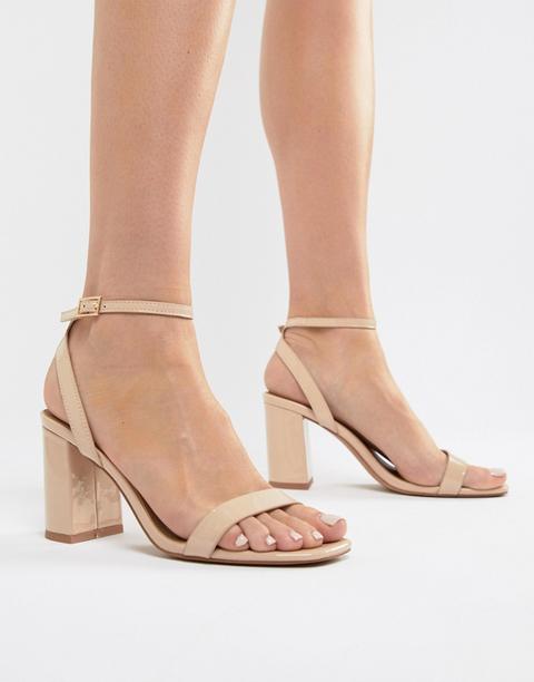 Sandalias De Tacón Cuadrado De Estilo Minimalista En Beis Cálido Hong Kong De Asos Design-neutro