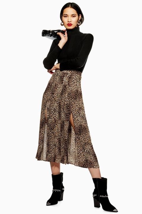 Leopard midi shop skirt topshop