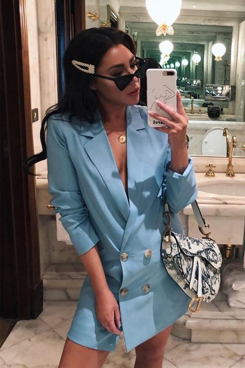 Blue Dresses - Lorna Luxe 'sorry Not Sorry' Blue Blazer Dress