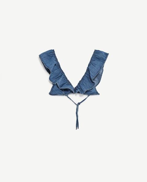 Top Cropped Volant Denim